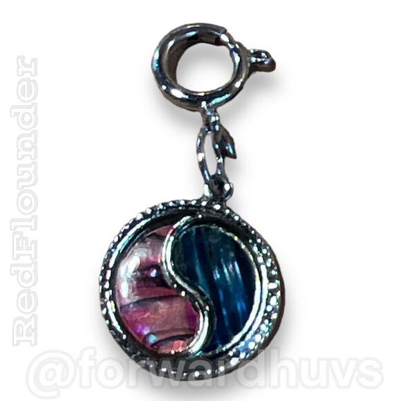 Bundle Sale 3 for $15 | Yin Yang Abalone Shell Charm | Silver Tone - Picture 1 of 8